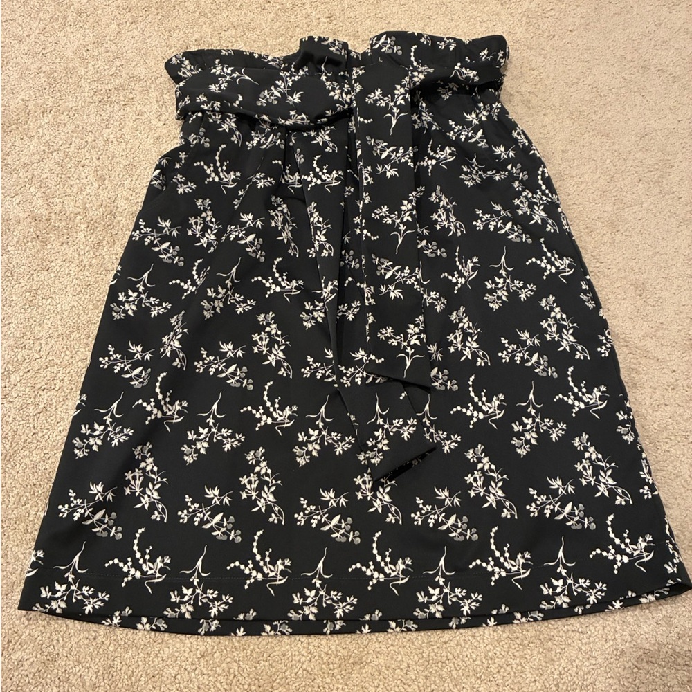 H&M Paperbag Belted Floral Print Skirt